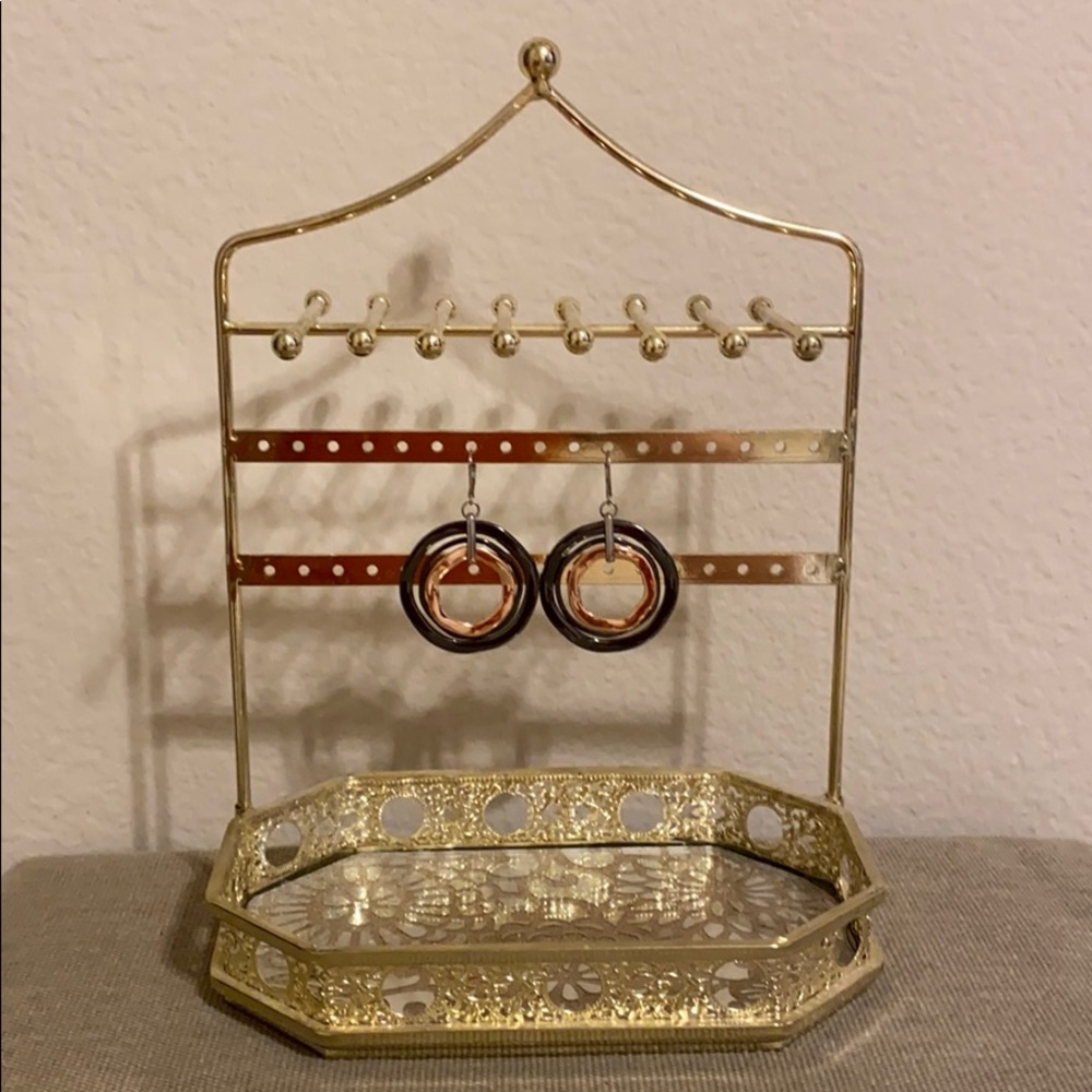 Copper & Black Statement Earrings Size OS EUC